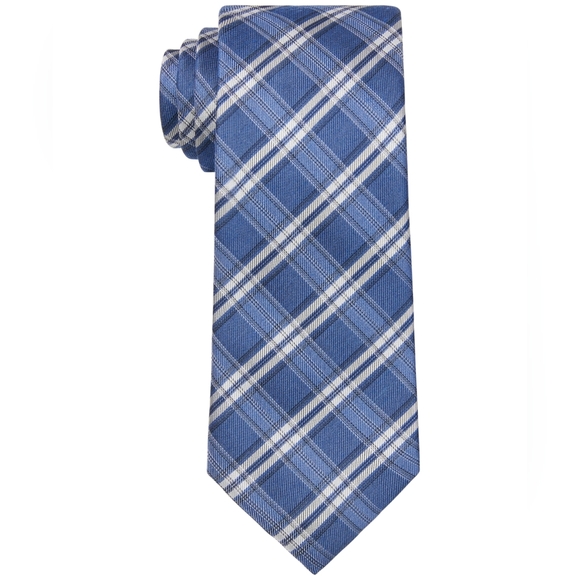 Calvin Klein Men's Seasonal Check Tie - Navy Multi - Picture 1 of 3